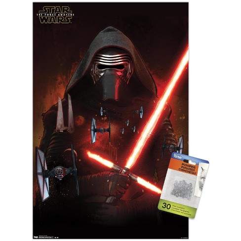 Kwik Zegevieren Dicteren Trends International Star Wars: The Force Awakens - Kylo Ren Unframed Wall  Poster Print Clear Push Pins Bundle 14.725" X 22.375" : Target