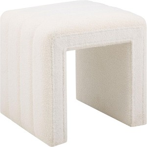 ChicFurnit Ottomans and Benches Vanity Ottoman Modern U Shaped Footstool Foot Rest Stool with Upholstered for Makeup Room, White, 16.54"*14.37"*16.54" - 1 of 4