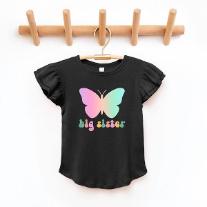 The Juniper Shop Big Sister Butterfly Toddler Flutter Sleeve Tee - 1 of 2