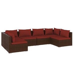 vidaXL Garden Lounge Set Brown and Cinnamon Red - 1 of 4