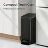 Small Bathroom Trash Can, 6L, Soft Close, Step Pedal, Stainless Steel, Anti - Fingerprint, Matt Black - 3 of 4