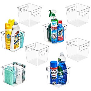 Sorbus 8 Pack Small Clear Plastic Storage Bins with Handle - Organization and Storage for Laundry Room, Closet, Under Sink, Bathroom and more - 1 of 4