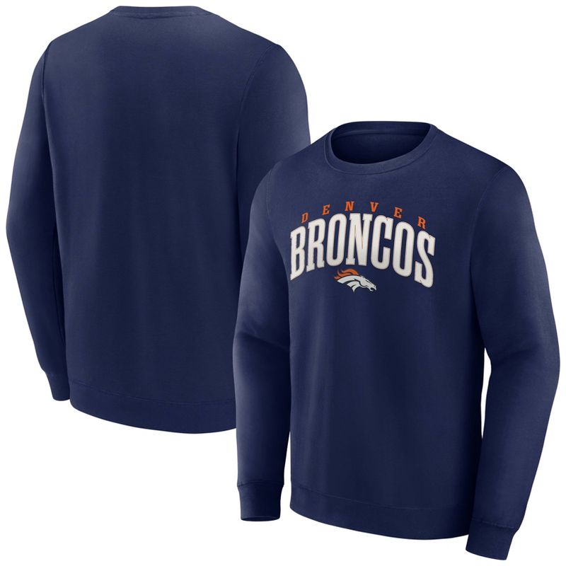 NFL Denver Broncos Men&#39;s Varsity Letter Long Sleeve Crew Fleece Sweatshirt, 1 of 4
