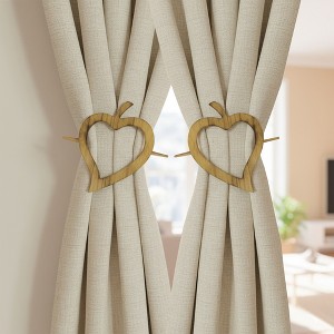 Evideco French Home Goods Wooden Heart Curtain Tieback – Decorative and Functional Design - 1 of 4