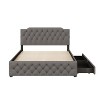 TIRAMISUBEST Queen Size Upholstered Platform Bed with 2 Drawers and 2 sets of USB Ports on each side, Modern Bed Frame with Button Tufted Headboard - 4 of 4