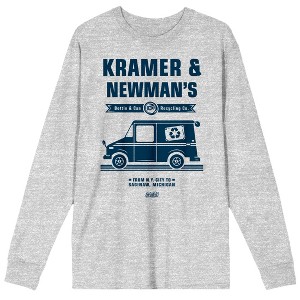 Seinfeld Kramer and Newman's Bottle and Can Recycling Co. Men's Grey Long Sleeve Shirt - 1 of 1