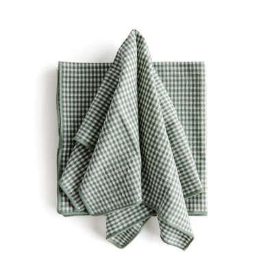 Plum & Post 18" Vibrant Green Plaid Cotton Dinner Napkins Set of 4 for Dining & Table Decor