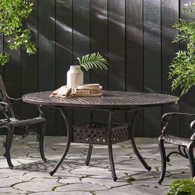 NicBex 61" Outdoor Dining Table,Round  Patio Table with Aluminum Frame for 2 to 4 Chairs,Outdoor Furniture,Bronze