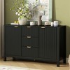Entryway Cabinet with Wave Design - 3 Adjustable Shelves, 3 Drawers & Soft-Close Doors, Storage Console Table with Metal Handle for Hallway - 2 of 4