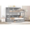 Twin over Twin Bunk Bed with Built-in Shelves Beside Both Upper and Down Bed, Twin Size Wooden Bunk Bed with Storage Drawer, Gray - 2 of 4