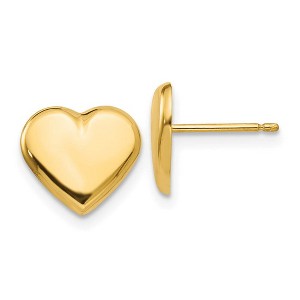 Black Bow Jewelry 10mm Polished Heart Post Earrings in 14k Yellow Gold - 1 of 4