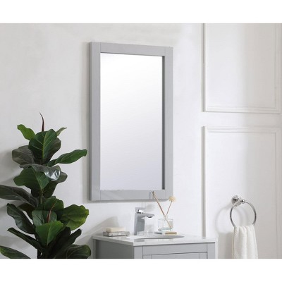 Gray Rectangular Wood Bathroom Vanity Mirror 18 x 32 Inch