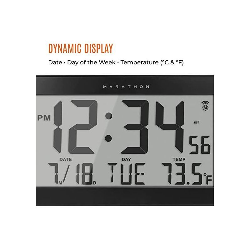 Marathon Atomic 10 Inch Wall Clock With Automatic Backlight, 8 Time Zones And Indoor Temperature, 4 of 7