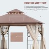 Outsunny 10' x 10' Metal Patio Gazebo, Double Roof Outdoor Gazebo Canopy Shelter with Tree Motifs Corner Frame and Netting, for Garden, Lawn - 4 of 4