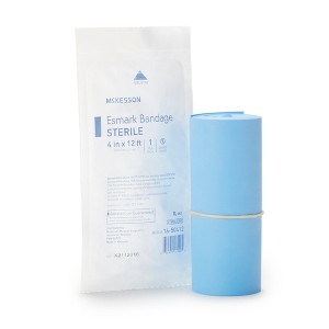 McKesson Polyisoprene Esmark Compression Bandage Blue Sterile 4" x 4 yard 20 Ct - 1 of 4