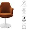 Modway Lippa Swivel Dining Armchair – White and Rust Velvet 360° Barrel Chair with Pedestal Base for Modern Dining - 3 of 4