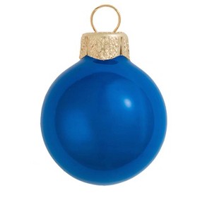 Northlight Pearl Finish Glass Christmas Ball Ornaments - 4.75" (120mm) - Blue Cobalt - 4ct - 1 of 4