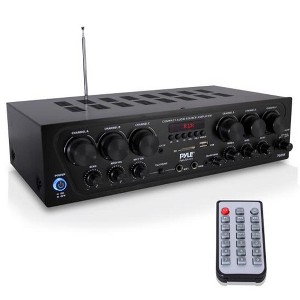 Pyle Wireless BT Streaming Home Audio Amplifier - 6-Ch. Audio Source Stereo Receiver System - Black - 1 of 4