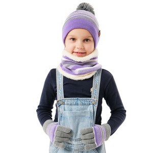 NPolar Winter Kids  Beanie Hat and Glove Scarf Set Beanie Neck Warmer Mittens for 4-7-Year-Old Kids - 1 of 4
