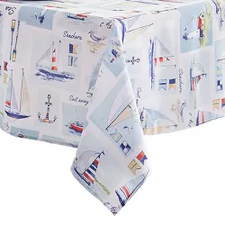 Sail Away Nautical Stain Resistant Indoor/Outdoor Tablecloth - 60" x 120" Oblong - Blue - Elrene Home Fashions