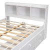CAVINAS Full Size Bed Modern Pine Bed Frame with 6 Storage Drawers, Bookcases at the of Headboard and Footboard for Bedroom - 3 of 4