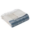 VCNY 50"x60" Tanya Striped Cotton-Rich Throw Blanket Ivory/Navy: Cozy Knotted Fringe, Hypoallergenic - 2 of 4