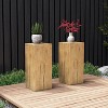APRILSOUL33.75"Wood-Look Square-Column MGO End Table,Wood-Like Distressed Finish - 2 of 4
