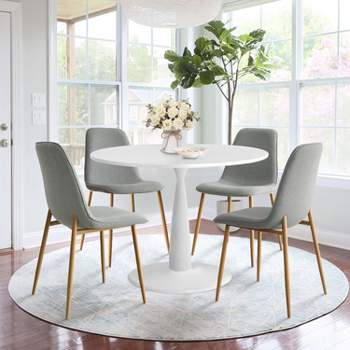 Haven+Oslo Small Dining Table And Chairs,5 Piece Round Table Set With 4 Upholstered Chairs Oak Legs-The Pop Maison