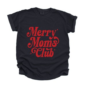 Merry Mom's Club Distressed - Women's Garment Dyed Graphic T-Shirt - 1 of 4