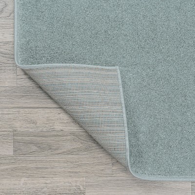 Light Blue Solid Synthetic 9' x 12' Reversible Area Rug