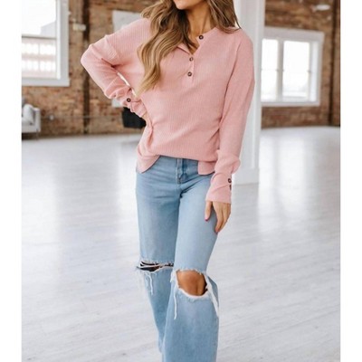 Women's Ryan Knit Henley Top - Liam & Company