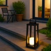 ALOADECOR 1 Light H16" Modern Matte Black Solar Lantern with Candle Shape Outdoor Light Decorative Portable Hanging LED Lights for Patio Camping - 2 of 4