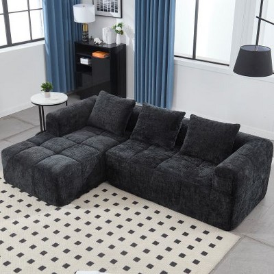CAVINAS Modern Modular L-Shaped Sofa with Chaise Longue, 98.42-inch Loveseat Sofa with Small Side Pockets, Couches for Living Room