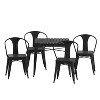 Merrick Lane Five Piece Indoor-Outdoor Dining Table and Chairs Set with 31.5" Square Table and 4 Metal Chairs in Black - image 3 of 4