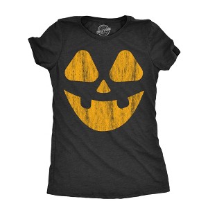 Womens Vintage Jack Pumpkin T Shirt Funny Halloween Jack O Lantern Retro Smile Tee For Ladies - Crazy Dog Women's T Shirt - 1 of 4