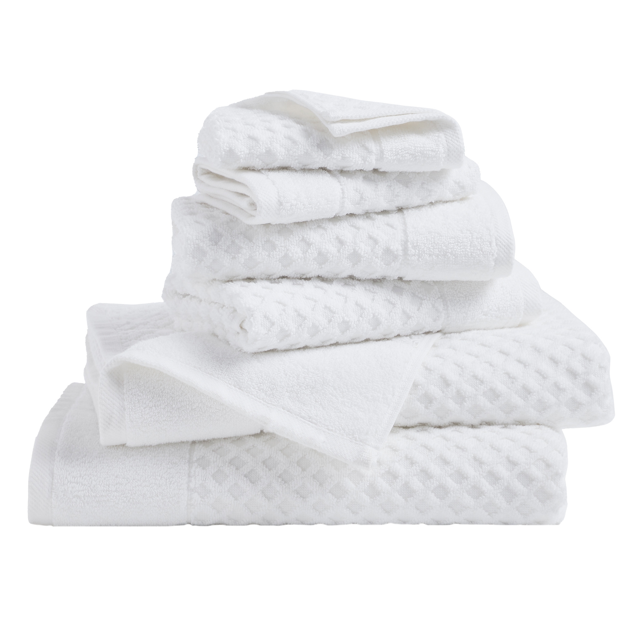 Cotton Quick-Dry Waffle Textured Towels - Great Bay Home (6 Piece Set, Optic White)