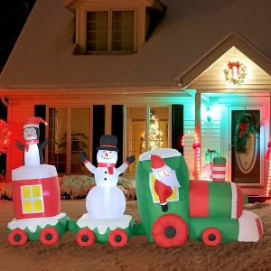 Whisen 11FT Christmas Inflatables Outdoor Decorations Holiday Train with Santa, Snowman and Penguin - Multicolor - 1 of 4