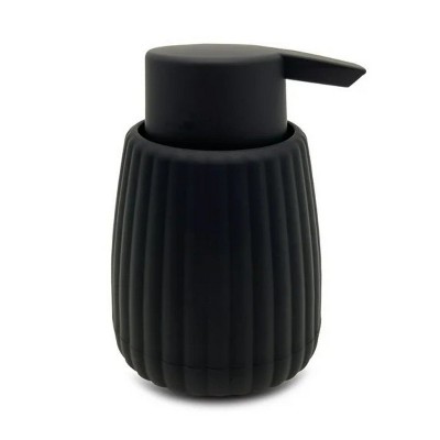 LunaLulinlk Rubberized Plastic Ribbed Soap Pump, Soap Dispensers Black