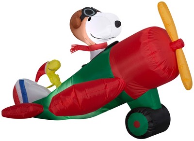 Pre-lit Christmas Snoopy and Woodstock Inflatable Airplane Scene