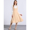 INSPIRE CHIC Women's Lace Trim Button Decor Overalls Midi Pinafore Dress with Pockets - 4 of 4