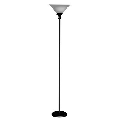 70" 3-way Metal Torchiere Floor lamp with Glass Shade Black - Cal Lighting