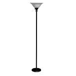 70" 3-way Metal Torchiere Floor lamp with Glass Shade Black - Cal Lighting