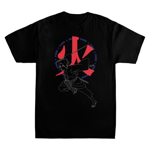 Naruto Shippuden Fire Men's Black T-shirt-3xl : Target