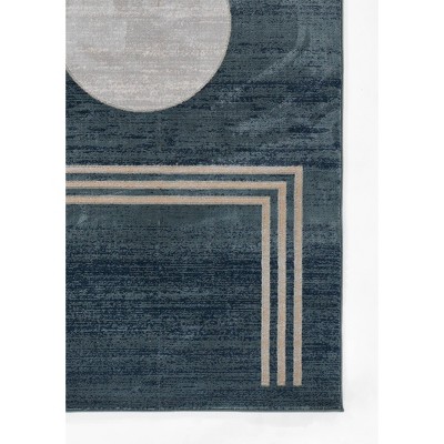 Edi-3 Blue Geometric Wool and Synthetic Rectangular Rug 7'9" x 9'10"