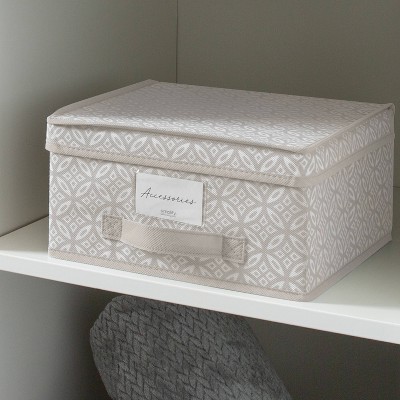Simplify Medium Gray Boho Print Fabric Storage Box