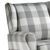 Patli Gray & White Fabric Glider Chair with Swivel, Plush Accent Chair with Side Pocket - 2 of 4