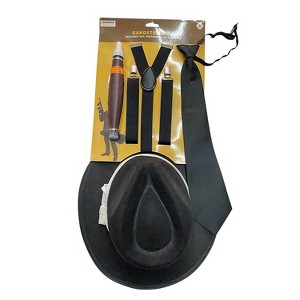Morris Costumes Adult Mobster Halloween Costume Costume Accessories Sets 4pc - Black Medium - 1 of 1