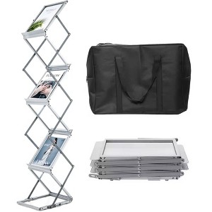 Magazine Rack Floor, Aluminum Magazine Display, Foldable Brochure Display Stand, Portable Magazine Stand Literature Rack W/Carrying Bag for Exhibition - 1 of 4