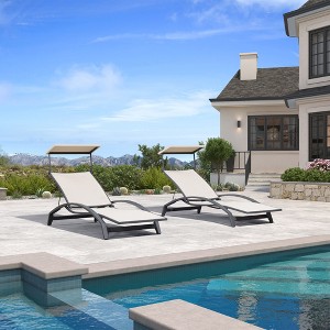 PURPLE LEAF Outdoor Chaise Lounge Chair Set of 2 Patio Pool Lounger Chairs with Wooden Armrest Sunbathing Tanning Recliner for Outside Backyard - 1 of 4