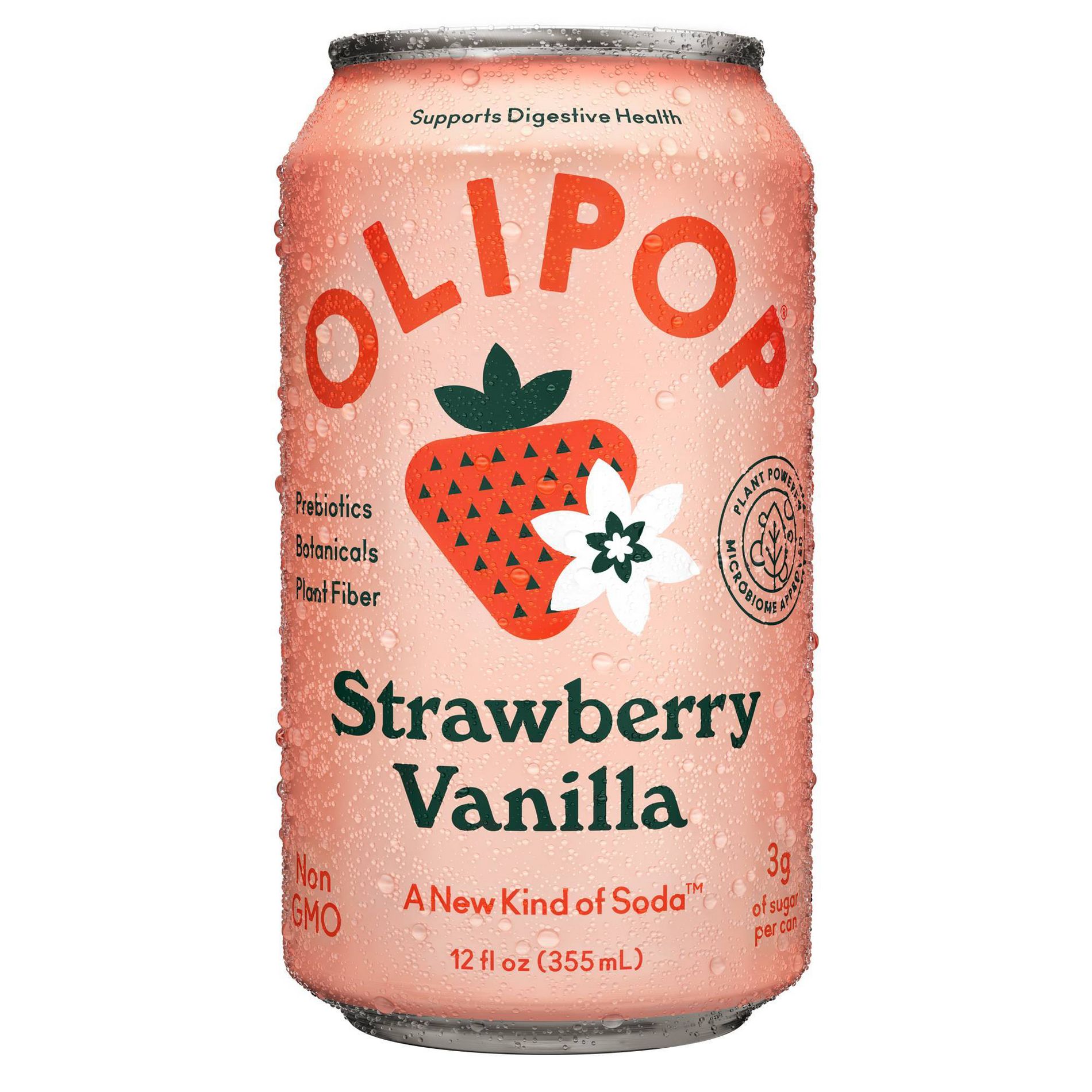 OLIPOP Strawberry Vanilla Prebiotic Soda - 12 fl oz Can